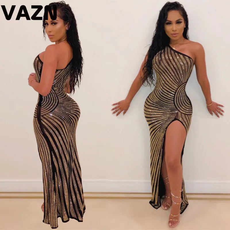 VAZN GXYZ 13222 однотонное сексуальное Элегантное Длинное платье новое платье без рукавов и бретелек Бандажное женское вечерние платье для ночного клуба