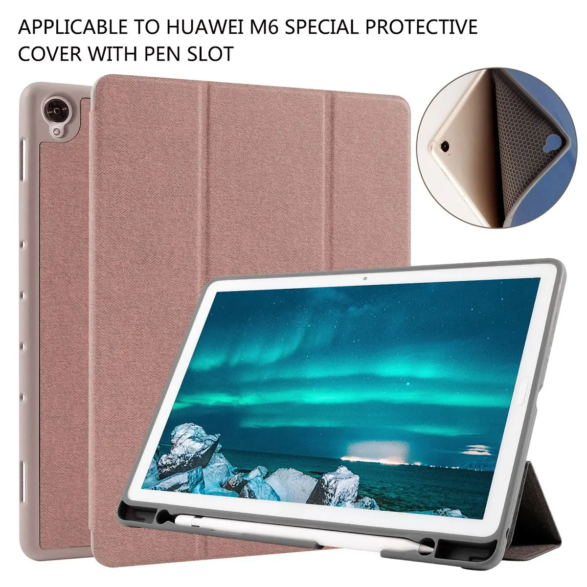 Гладкий Чехол из ТПУ кожи чехол для huawei MediaPad M6 10,8 дюйма планшетный защитный чехол с подставка для ручки для huawei M6 10,8 чехол - Цвет: Pink