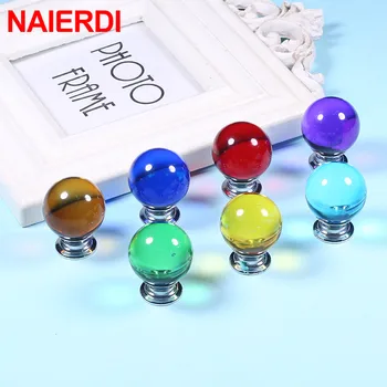 NAIERDI 30mm Crystal Ball Furniture Knob Kitchen Cupboard Door Pulls Drawer Knobs Cabinet Handles Wardrobe Door Handles Hardware