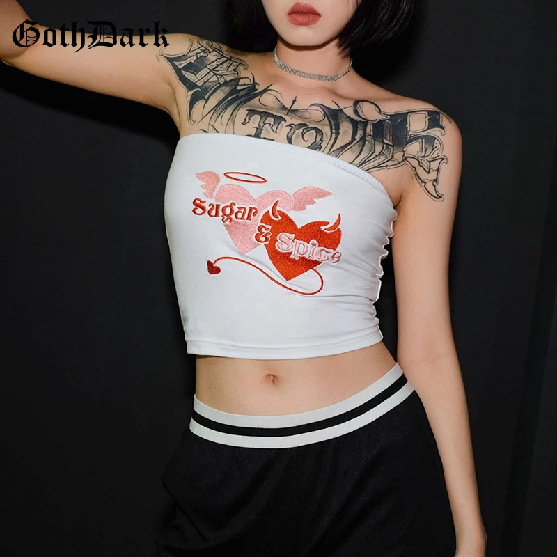 Goth Dark Letter Print Gothic Cropped Tops Harajuku Backless Egirl Emo Sexy Tank Tops Aesthetic Grunge Punk Camisle Spring Buy At The Price Of 7 95 In Aliexpress Com Imall Com