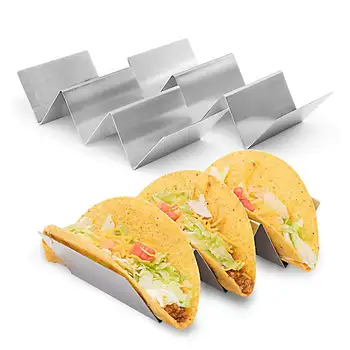 

2/3/4 Grids Shape Taco Holders Stainless Steel Mexican Food Rack Shell Kitchen Tool for Space Saving