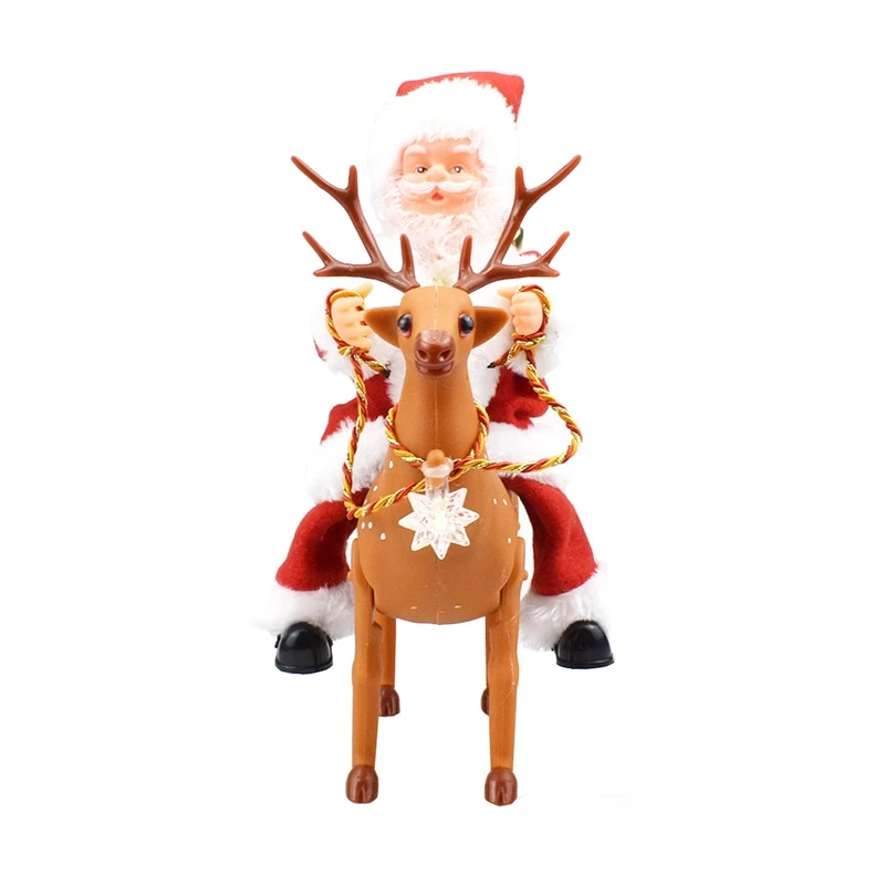Электрический Санта Клаус езда лося игрушка рождественские украшения подарок
