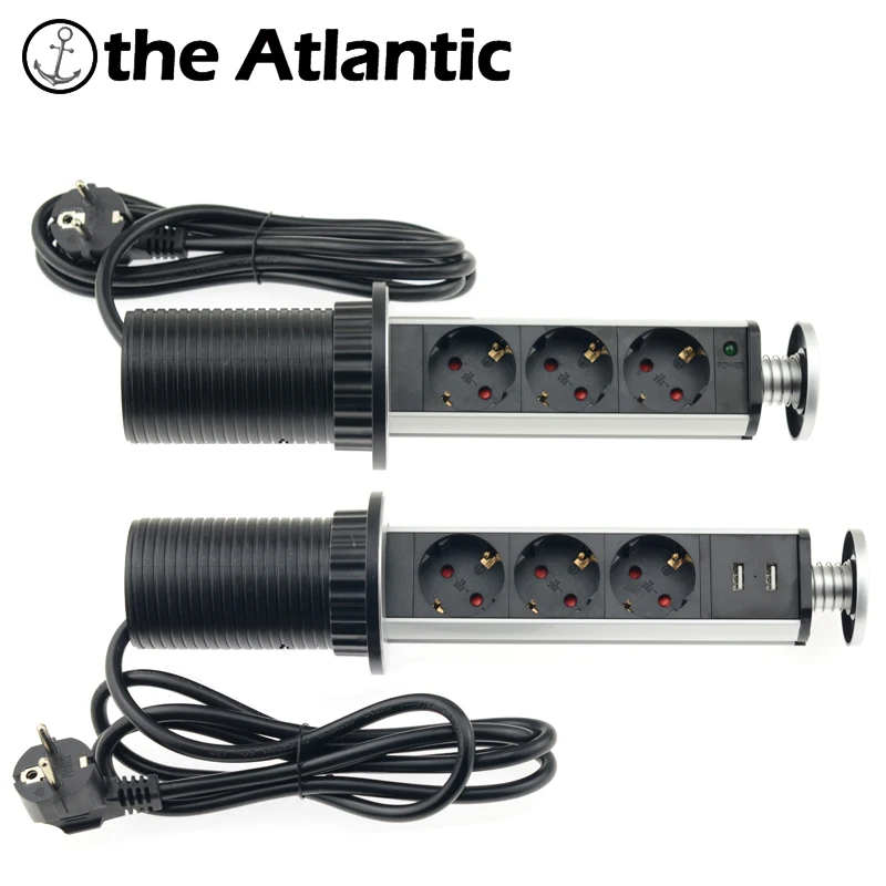 Francês com Usb Puxar Pop up Retrátil Soquete Escondido Mesa Tomada com Led Cozinha Ilha Sala de Reuniões Escritório ue