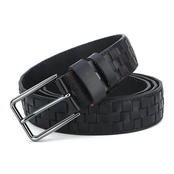 

(Ta-weo) Fashion Retro Men Hand-woven Leather belt, Casual Wild Pin Buckle Belt High Quality