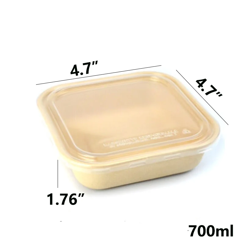 ZEQIU Disposable degradable wheat straw sugarcane environmentally friendly compost lunch box 650ml750ml950ml1000ml - Цвет: 740ml 30sets