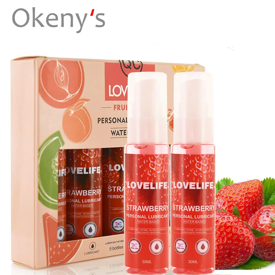 

5pcs 30ml Strawberry Flavor Edible Lubricant Anal Vaginal Oral Sex Silicone Lubricating Oil Adult Sex Products Body Massage Gel