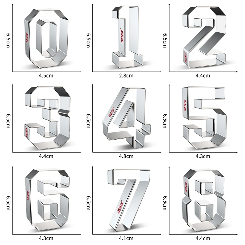 Нож для печенья ZADE, из нержавеющей стали, номер 0,1,2,3,4,5,6,7,8, для детского дня рождения (art.: 3a37deeb71f) - 3a37deeb71f