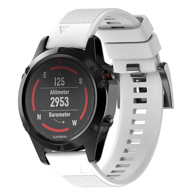 Hot Silicone 26mm Quick Release Watchband Wriststrap for Garmin Fenix 3 HR 5X 5X plus 6X Pro Easyfit Watch Wrist Band smartwatch - Цвет: Белый