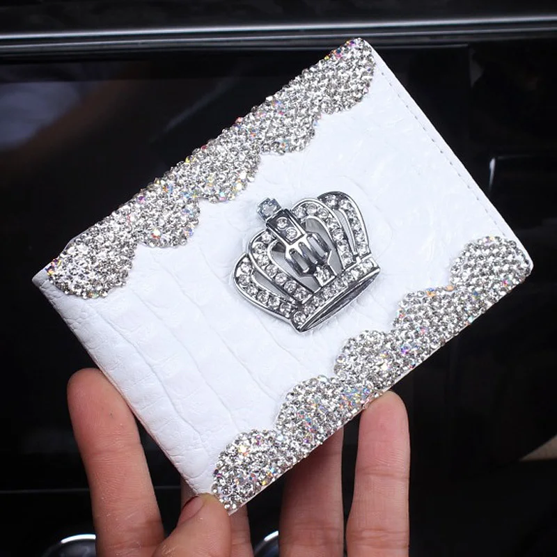 Luxury Leather Car Key Case Crystal Crown Hangings Organizer Portable Brief  Zipper Holder Rhinestone Keyrings Bag Auto Pouch - AliExpress