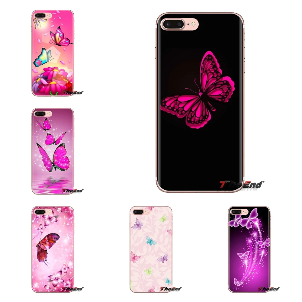 Для iPod Touch Apple iPhone 4 4S 5 5S SE 5C 6 6S 7 8 X XR XS Plus MAX мягкие прозрачные чехлы розовые бабочки