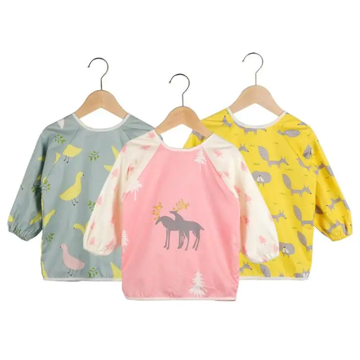 

Baby bibs long sleeve waterproof feeding smock baby bib 2019 Autumn baby bandana drool bibs food bib cartoon baby acessories