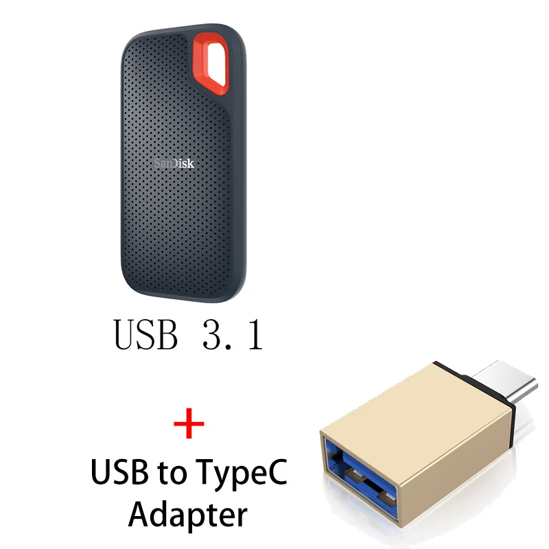 SSDE60 B SanDisk Портативный внешний SSD 1 ТБ 500GB 550M внешний жесткий диск SSD USB 3,1 HD SSD жесткий диск 250GB твердотельный диск для ноутбука - Цвет: SSDE60 B