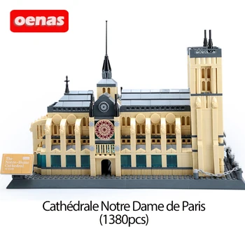 

MOC Expert Creative Architecture Notre Dame Cathedral de Paris Landmark Model Building Block Construction Bricks kids toys gift