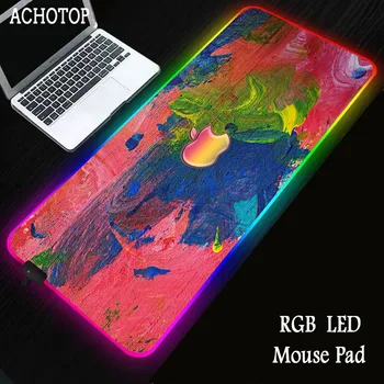 

apple pattern design RGB Large Gaming Mousepad XXL Mouse Pads LED Gamer Mause Carpet 900x400 mouse desktop For CS LOL