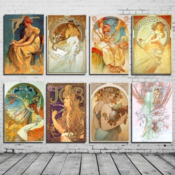 

Alphonse Maria Mucha Classic Wall Art Canvas Painting Posters Prints Modern Painting Wall Pictures For Living Room Home Decor