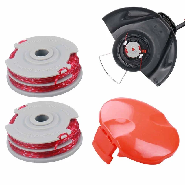 2pcs Double Autofeed Spool & Line & Spool Cap Cover For Flymo