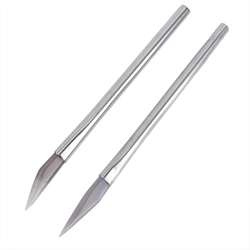 Полировочный нож из агата с бамбуковой ручкой для изготовления ювелирных изделий