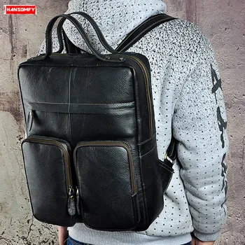 

New Genuine Leather Men's Backpacks Shoulder Bag Travel Computer Backpack First Layer Cowhide Leather Large Capacity Retro Men