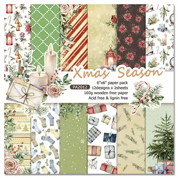

XMas season style Scrapbooking paper pack of 24 sheets handmade craft paper craft Background pad