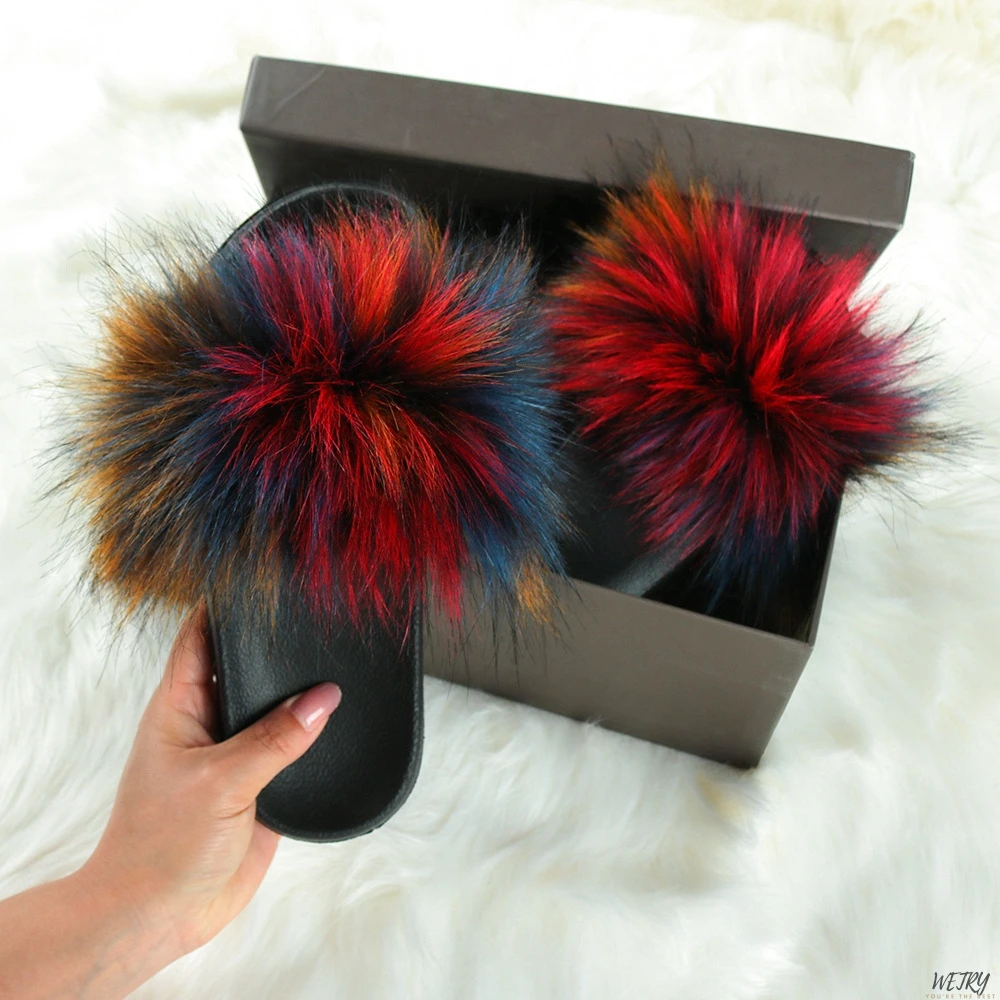 sandals faux fur