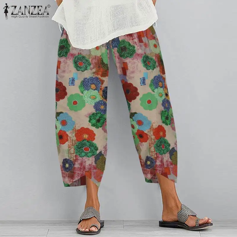 Vintage Women's Harem Pants 2020 ZANZEA Autumn Printed Trousers Casual Elastic Waist Long Pantalon Female Asymmetrical Turnip Vintage Women's Harem Pants 2020 ZANZEA Autumn Printed Trousers Casual Elastic Waist Long Pantalon Female Asymmetrical Turnip