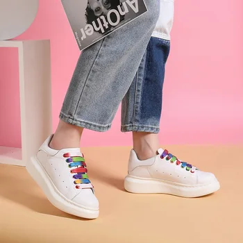 

Women Autumn White Casual Sneakers Lace Up Dad Chunky Sneakers Woman Flat Platform Comfort Fashion Ladies Tenis Feminino