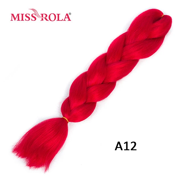 Miss Rola Synthetic Support Wholesale 100g 24 Inch Jumbo BraidsPink Green Yellow High Temperature Fiber Ombre Hair Extensions A12
