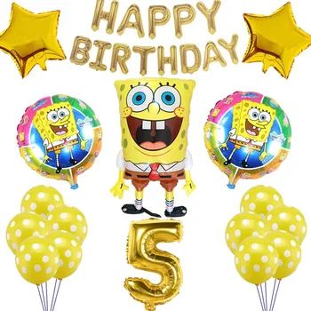 

29pcs Cartoon SpongeBob SquarePants Balloons Children's birthday party balloon decorations 30'' Number aluminum balloon toys
