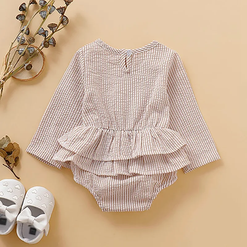 

Baby Girls Spring Autumn Long Sleeve Cotton Striped Cute One-Pieces Jumpsuit