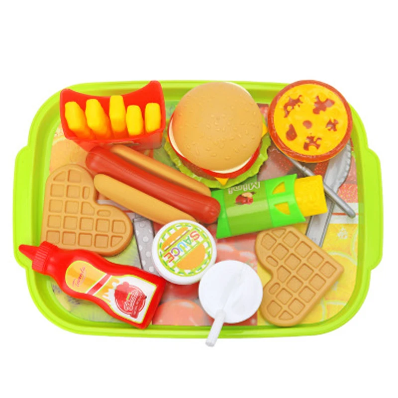 Children kitchen food toys 16Pcs-22Pcs/Set Play house simulation toys Burger Fries Hot Dog Set Educational Toys For kids