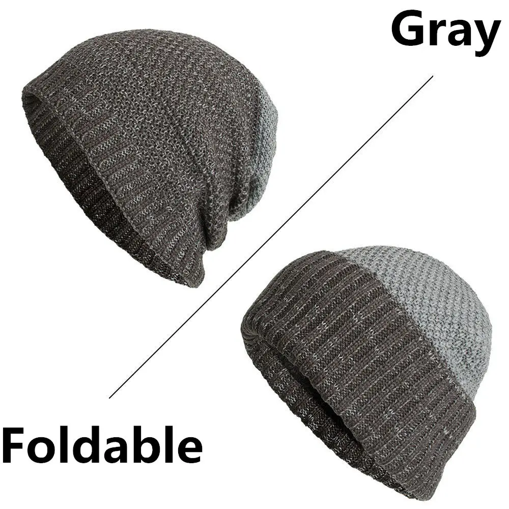 Hip-hop Hat With Ears Fibres Knitting Hat Keep Warm Winterl Cap Ski Beanie Skull Caps Hat Winter Hats For Women - Цвет: Серый