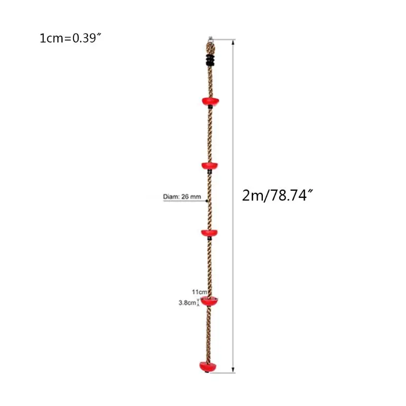Jungle Gym Climbing Rope with Platforms and Disc Swing Seat Fitness Swing Set Kids Birthday Gift Toy Garden Outdoor Playground A
