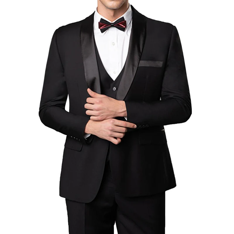 Индивидуальный заказ, официальный мужской костюм, облегающий, подходит для ужина, выпускной, вечерние, на заказ, 3 предмета, мужской комплект, пиджак, штаны, жилет, свадебный смокинг для жениха