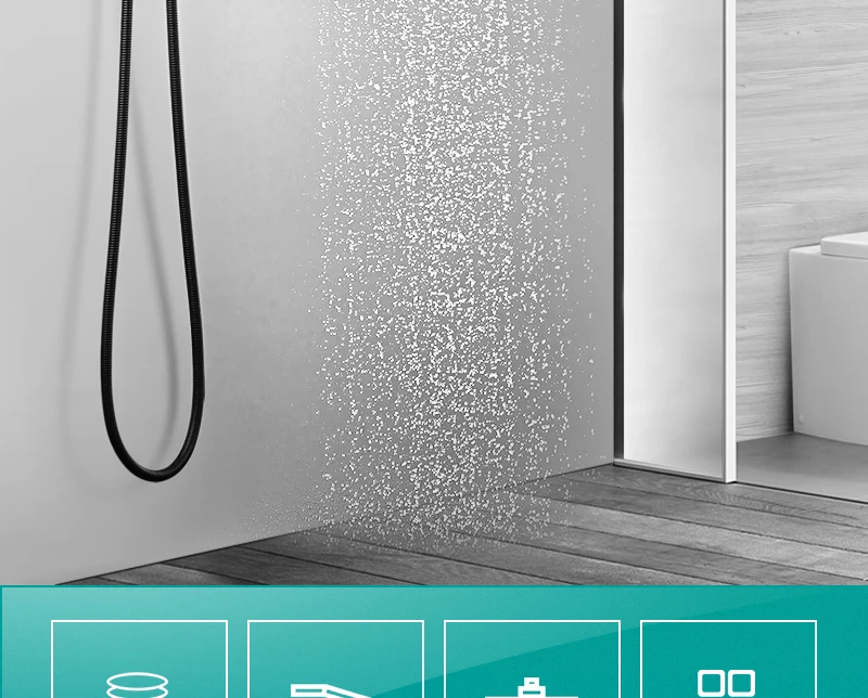 hm 10" LED shower set, Black Wall-Mounted Embedded Shower System, Water-Saving Bathtub and Box Shower Mixer