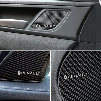 

4pcs 3D aluminum speaker stereo speaker badge emblem Sticker for Renault koleos duster megane 2 logan Accessories Car Styling