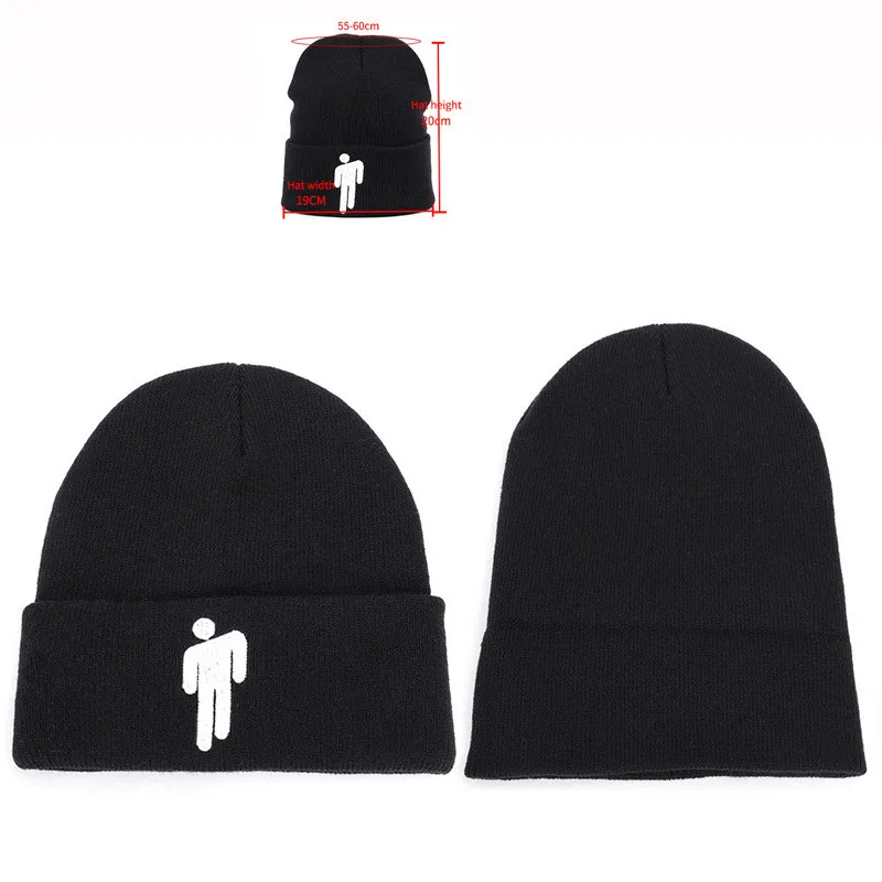 Billie Eilish Beanie Knitted Hats Unisex Solid Hip-hop Skullies Knitted Winter Hat Warm For Women Men Casual Cuffed Beanies Hat