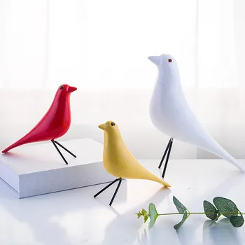 

Wood Bird Figurines Pigeon Lucky Sculpture Ornaments Craft Living Room Desktop Window Counter Morden Home Decoration Accessories