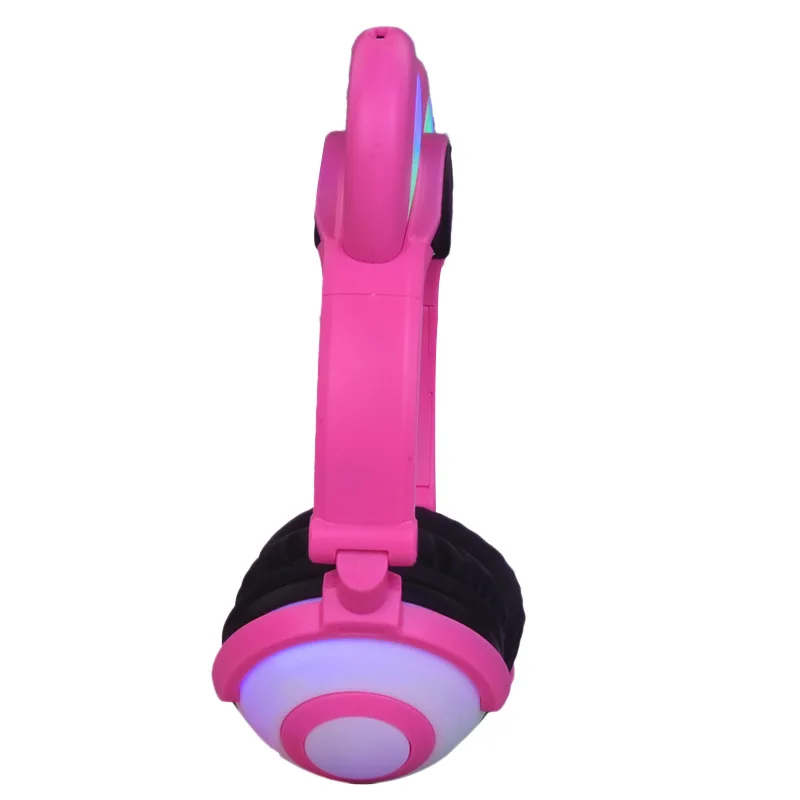 Kids Headphone For Children Boy Girls Music Foldable Support TF Card LED Light Glowing Cat Ear Cute Headset