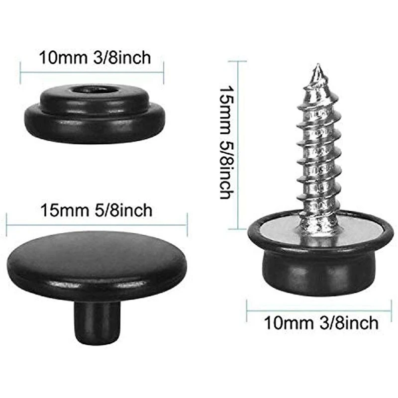 150 PCS Canvas Snap Kit Tool Metal Screws Snaps Marine Grade 3/8 Inch Socket Boat Canvas Snaps with 2 Pcs Setting Tool for Boat