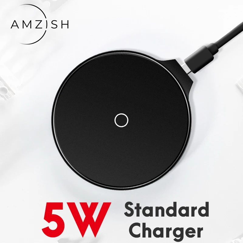 Black 5W Amzish 15 Вт Быстрое беспроводное зарядное устройство QI для iPhone 11 Pro 8 X XR XS Max USB Быстрое беспроводное зарядное устройство для samsung S10 S9 Note 9 8 - Цвет: Black 5W