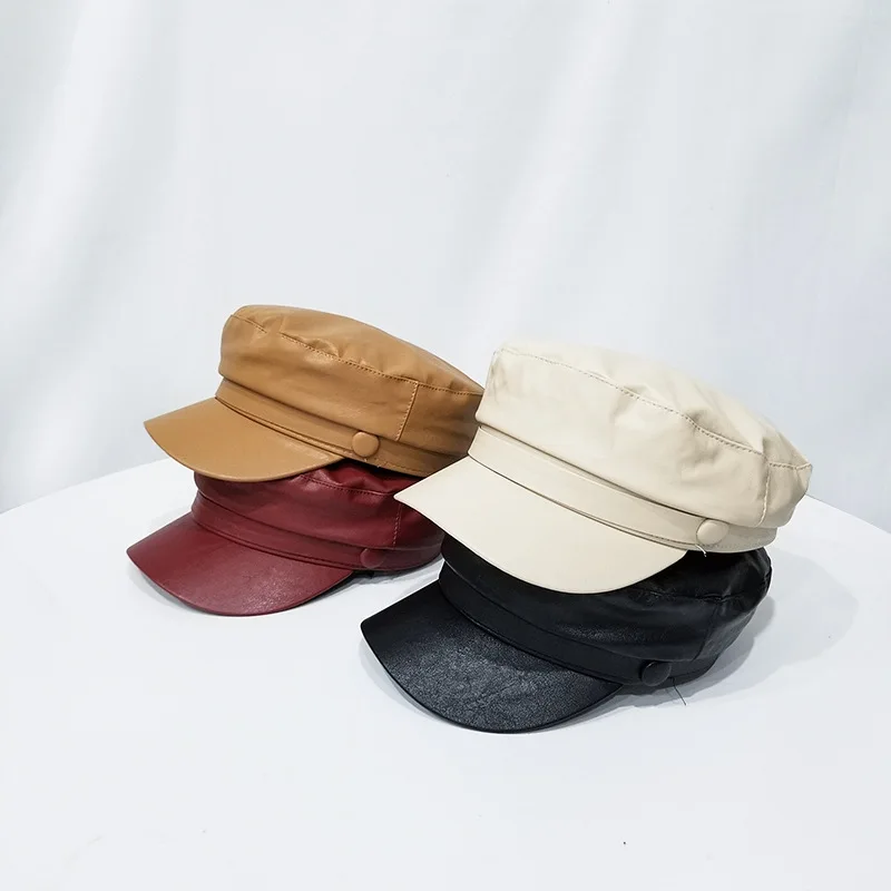 

Black And White with Pattern Hide Substance Hat Women's Autumn Navy Cap England Fashion Beret Cool Online Celebrity Octagonal IN