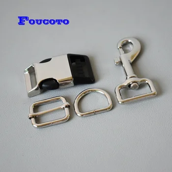 

10 sets metal hardware clip buckles D rings adjuster 25mm dog collar leash belt strap clip clasp DIY handmade sewing accessories