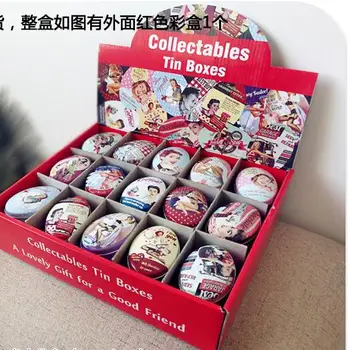 

NEW 15pcs/box Vintage Lady Printing Oval Shape Candy Box Nice Printing Soap Case Mini Tin Jewelry box Pill Case HOT