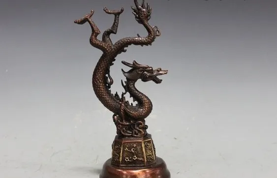 320 Fengshui чистая бронзовая Медь Lucky fly Dragon Дворцовая статуя декора
