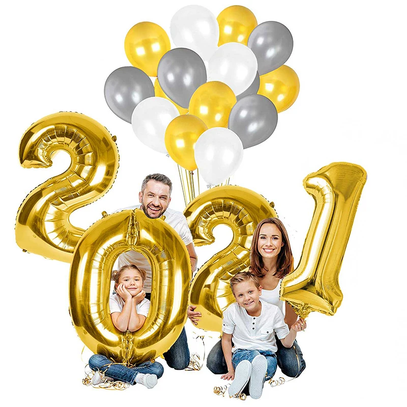 16 32 дюйма цифры 2021 шары новогодние буквы Декор 2020 рождественские фольгированные