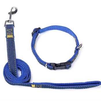 

3pc Detachable Pet Collar Walking Vest Puppy Running Leash Harness Set Medium Large Dogs Fashion Denim Cat Traction Rope Rabbit