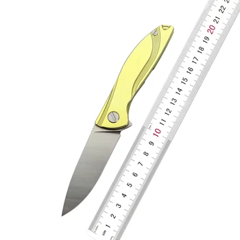 

Neon flip folding knife ball bearing D2 blade TC4 titanium camping handle multi-function portable hunting fruit knife EDC tool