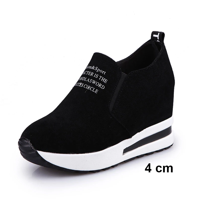 Black B Weweya/кроссовки на платформе; женская обувь; коллекция года; парусиновая обувь на танкетке, визуально увеличивающая рост; женские кроссовки на молнии; chaussure Femme; 40 - Цвет: Black B
