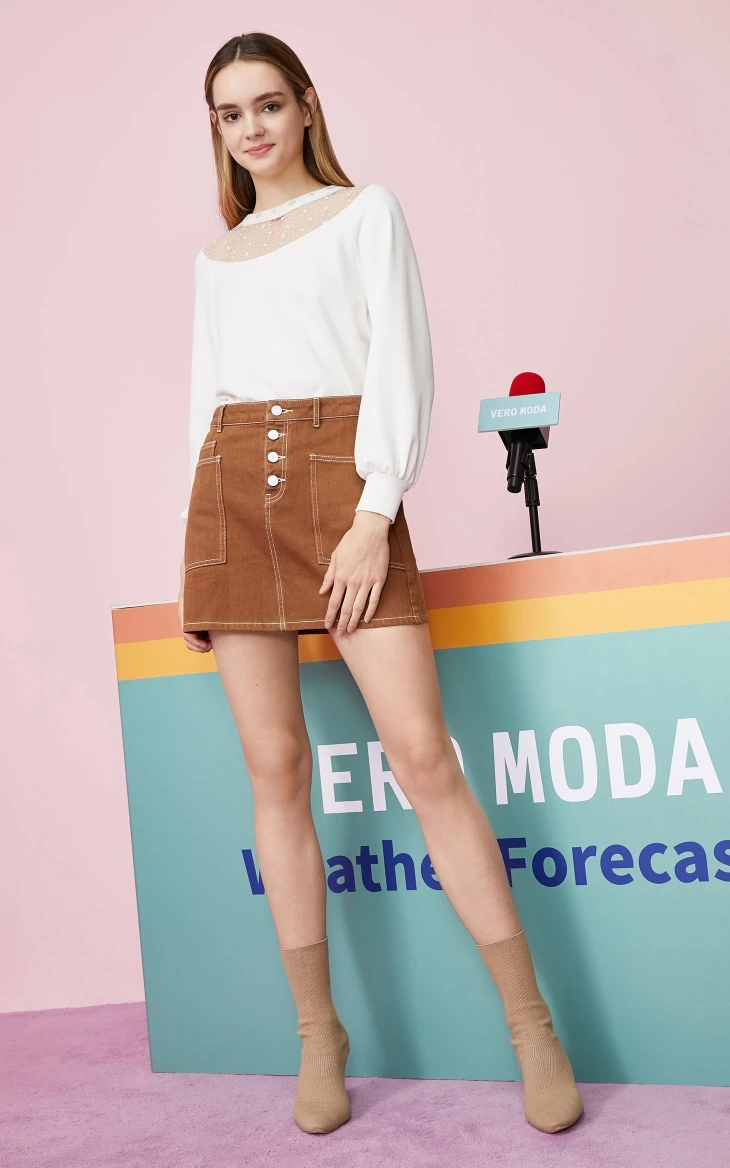Vero Moda Ins Стиль Женская спина кружева o-образным вырезом сплайсинга свитшот из ткани | 319333514