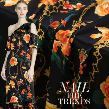 

108cm wide silk stretch satin fabric meter 19mm printed silk fabric satin stretch spandex fabric wholesale silk cloth